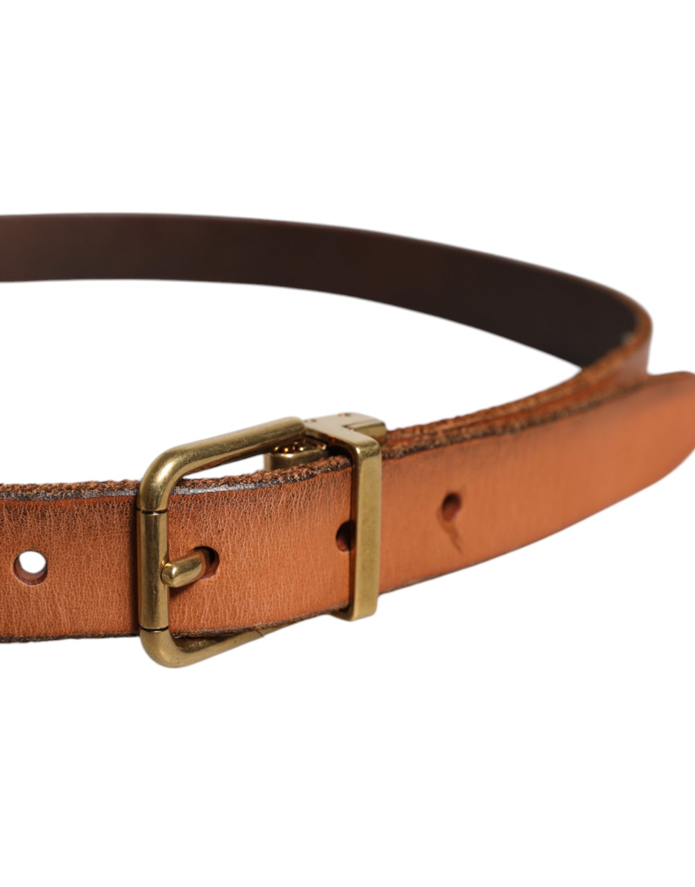 Dolce & Gabbana Brauner Ledergürtel mit goldfarbener Metallschnalle