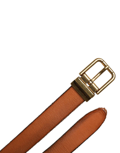 Dolce & Gabbana Brauner Ledergürtel mit goldfarbener Metallschnalle