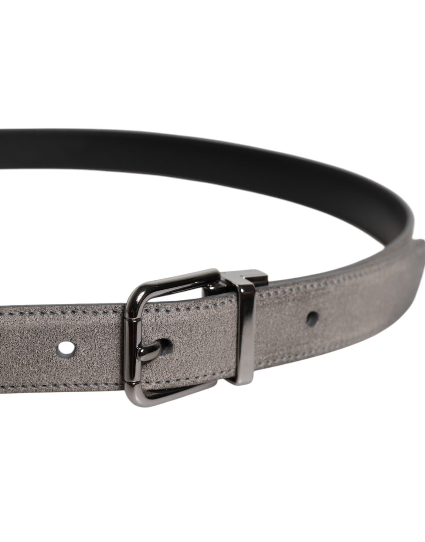 Dolce & Gabbana Grauer Leder Gürtel mit silberfarbener Metallschnalle