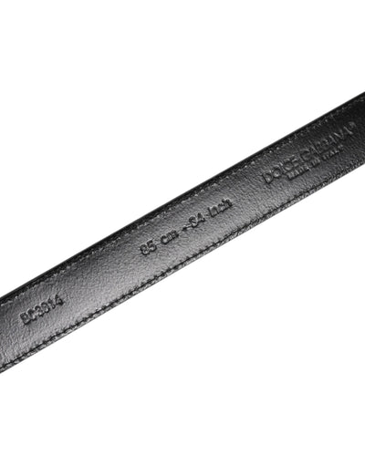 Dolce & Gabbana Grauer Leder Gürtel mit silberfarbener Metallschnalle