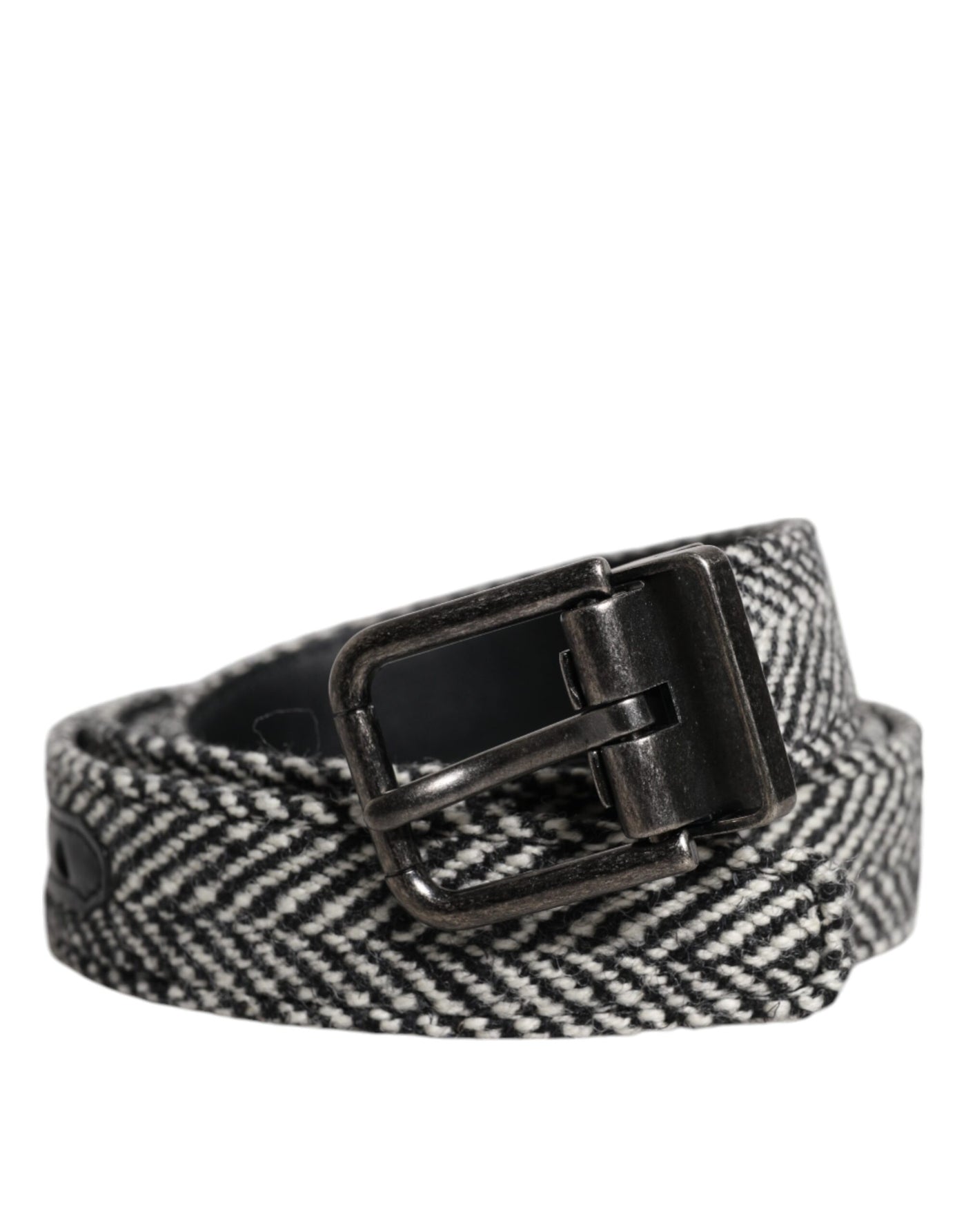 Dolce & Gabbana Schwarzer weißer Silberton Metallschnalle Gürtel