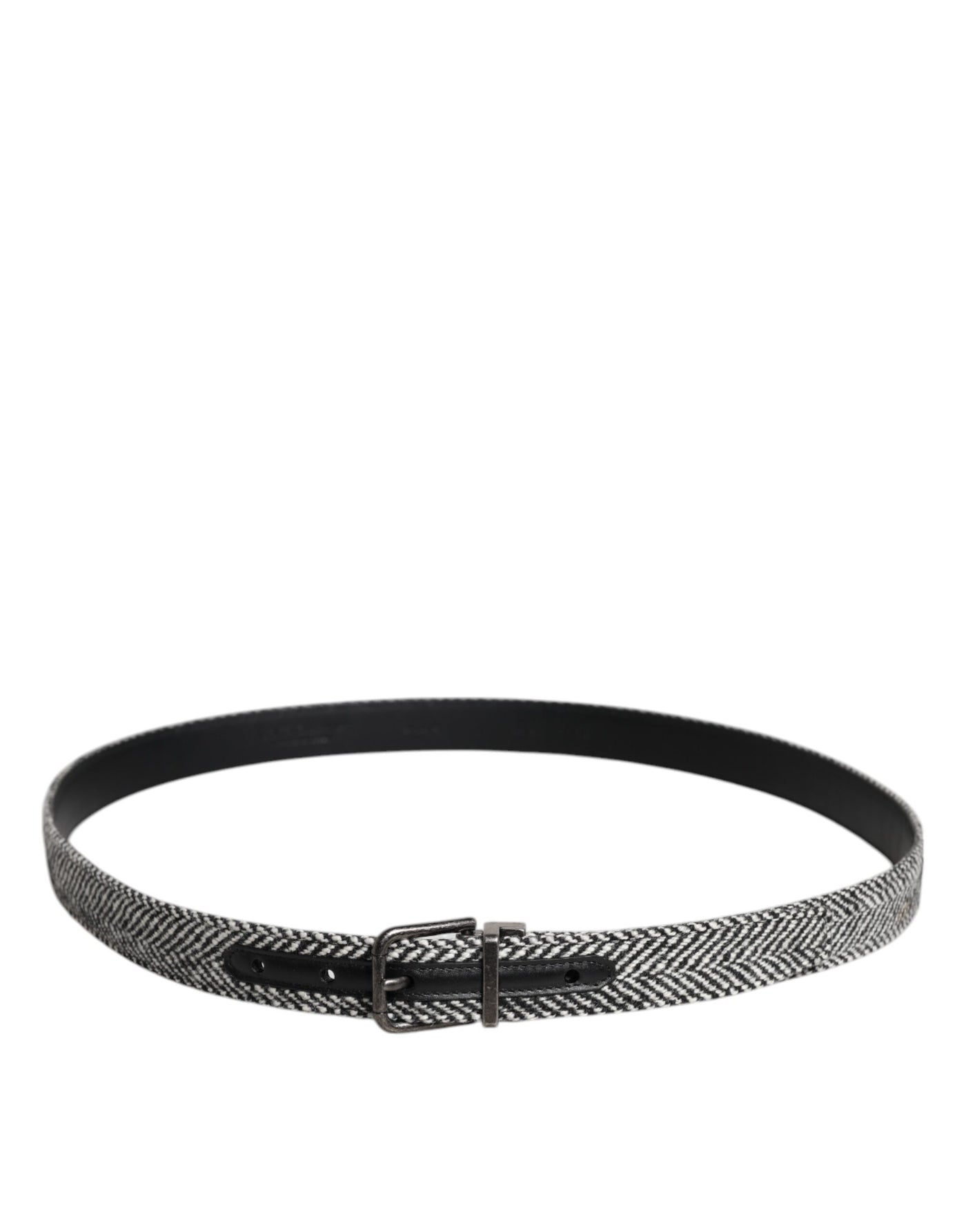Dolce & Gabbana Schwarzer weißer Silberton Metallschnalle Gürtel