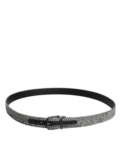 Dolce & Gabbana Schwarzer weißer Silberton Metallschnalle Gürtel