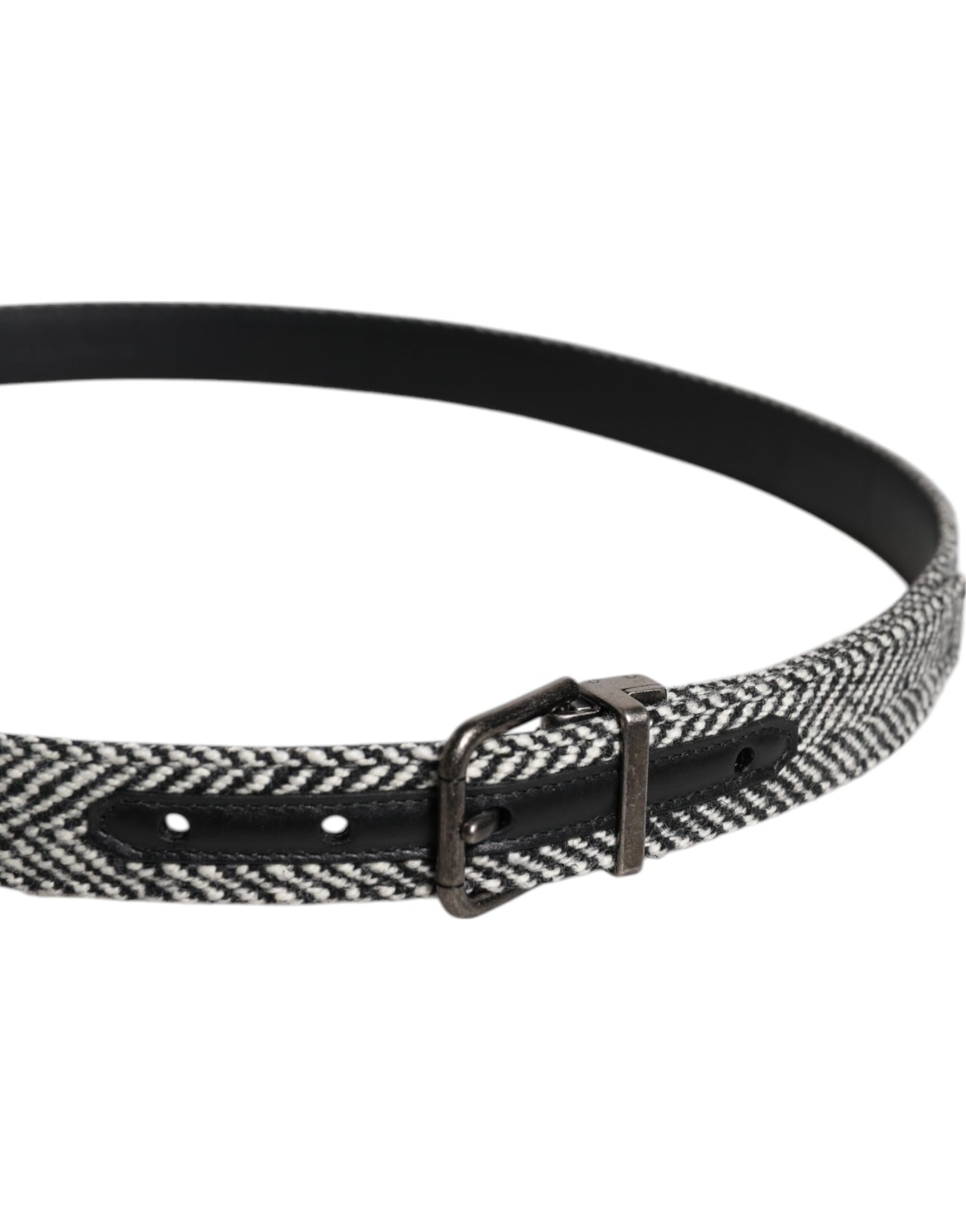 Dolce & Gabbana Schwarzer weißer Silberton Metallschnalle Gürtel