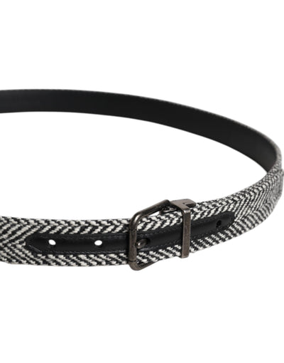 Dolce & Gabbana Schwarzer weißer Silberton Metallschnalle Gürtel