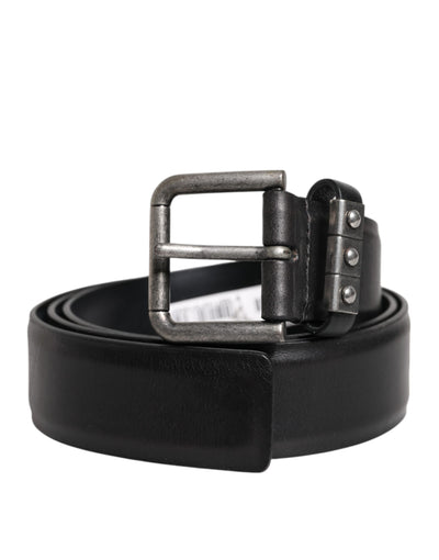 Dolce & Gabbana Schwarzer Leder Metallschnalle Klassischer Gürtel
