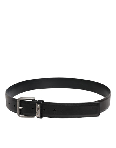 Dolce & Gabbana Schwarzer Leder Metallschnalle Klassischer Gürtel