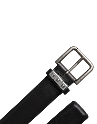 Dolce & Gabbana Schwarzer Leder Metallschnalle Klassischer Gürtel