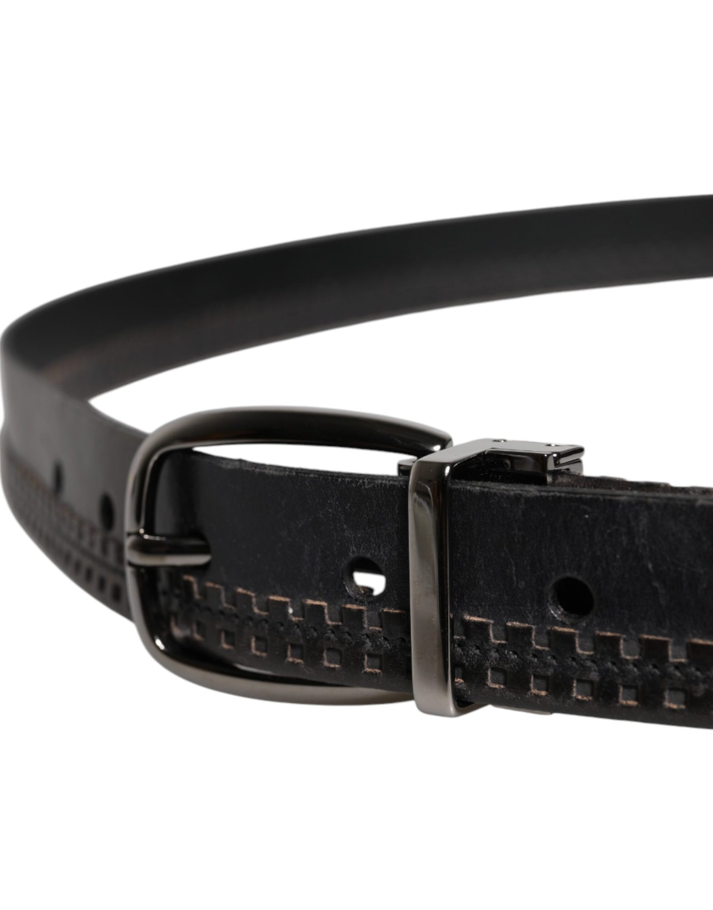 Dolce & Gabbana Schwarzer Leder Gürtel mit silberfarbener Metallschnalle