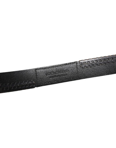 Dolce & Gabbana Schwarzer Leder Gürtel mit silberfarbener Metallschnalle