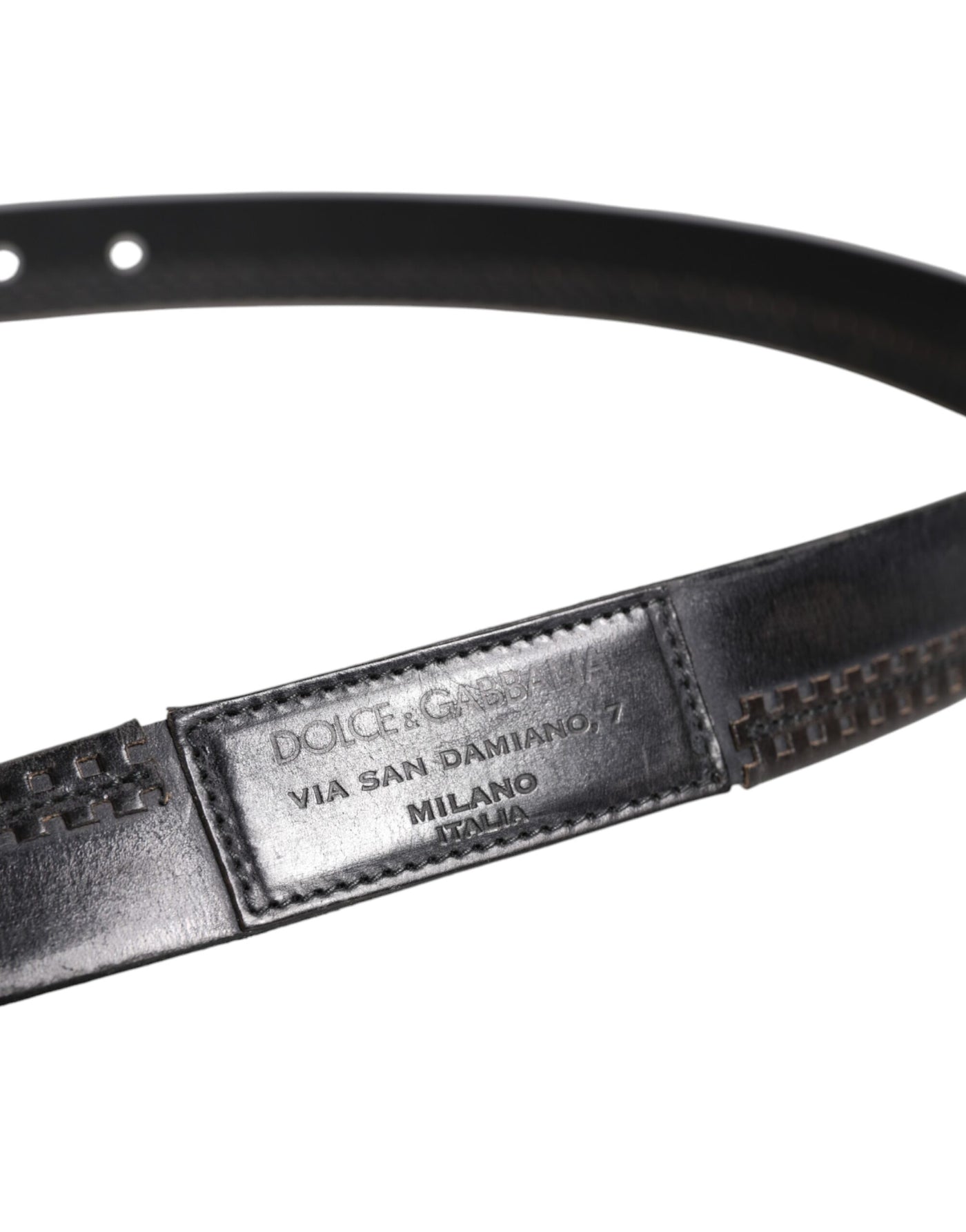 Dolce & Gabbana Schwarzer Leder Gürtel mit silberfarbener Metallschnalle