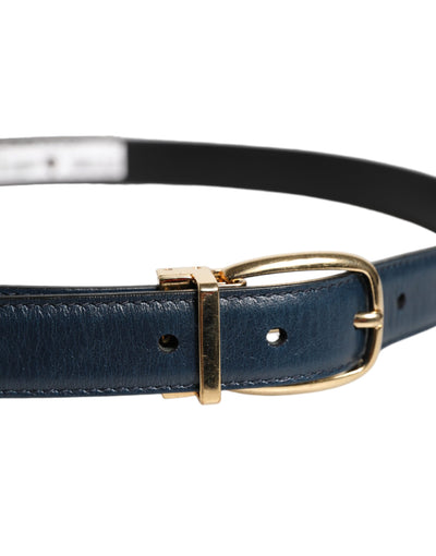 Dolce & Gabbana Blauer Leder Metallschnalle Klassischer Gürtel