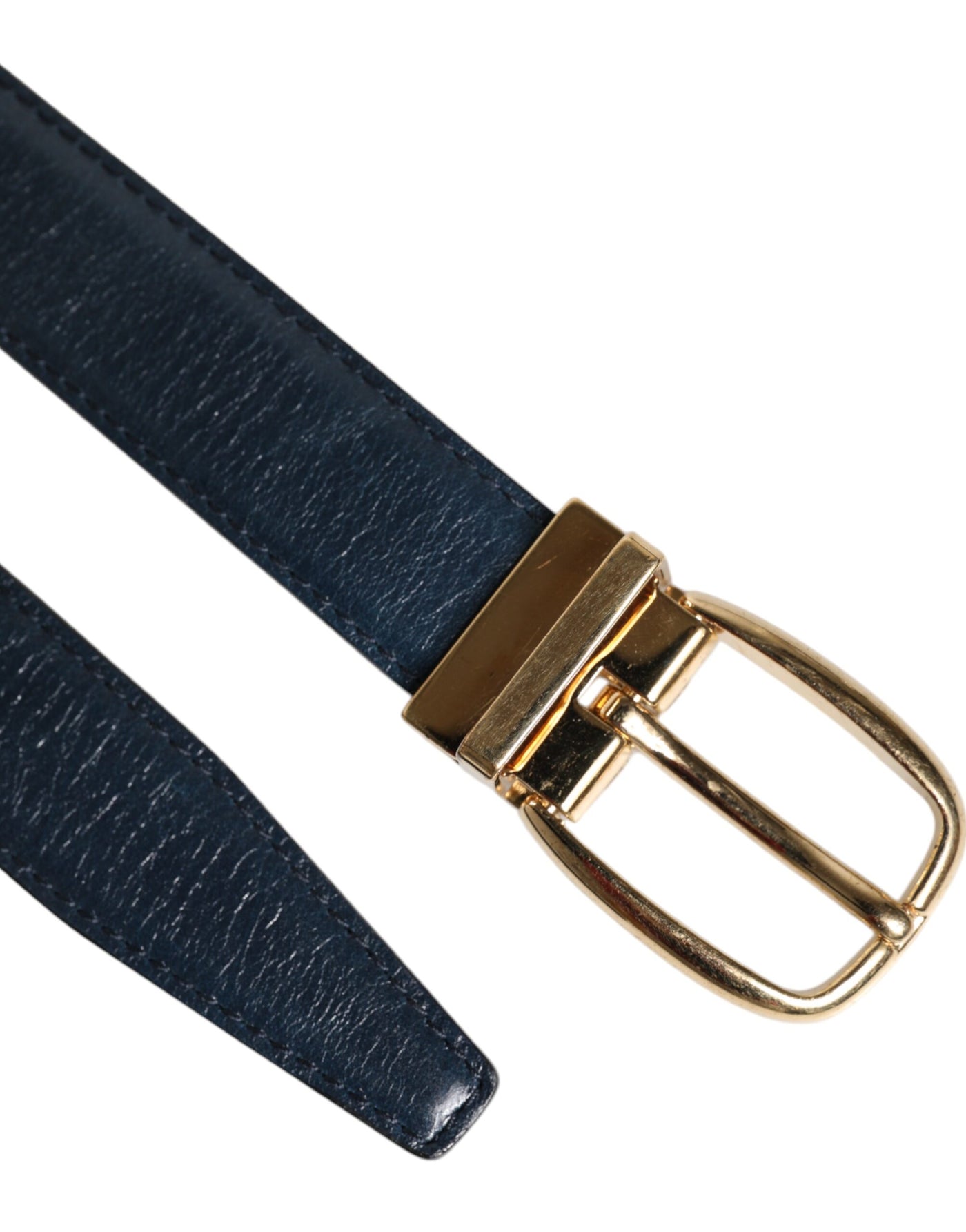 Dolce & Gabbana Blauer Leder Metallschnalle Klassischer Gürtel