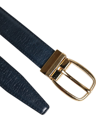 Dolce & Gabbana Blauer Leder Metallschnalle Klassischer Gürtel