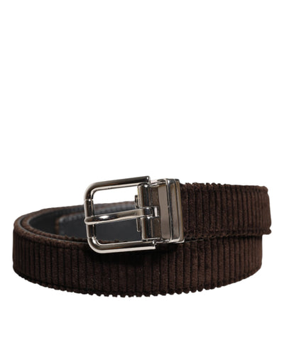Dolce & Gabbana Brauner Samt Metallschnalle Klassischer Gürtel