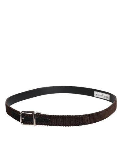 Dolce & Gabbana Brauner Samt Metallschnalle Klassischer Gürtel