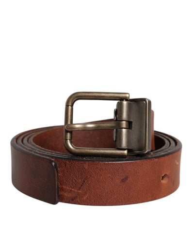 Dolce & Gabbana Brauner Leder Metallschnalle Klassischer Gürtel