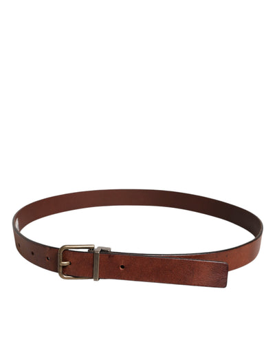 Dolce & Gabbana Brauner Leder Metallschnalle Klassischer Gürtel