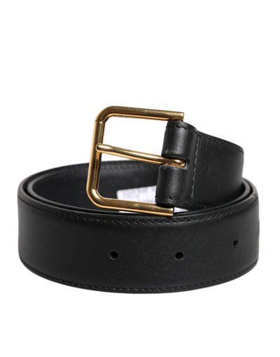 Dolce & Gabbana Schwarzer Leder Metallschnalle Klassischer Gürtel