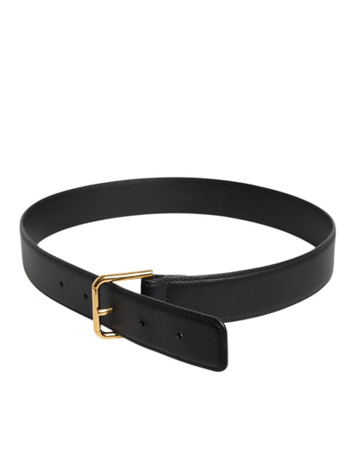 Dolce & Gabbana Schwarzer Leder Metallschnalle Klassischer Gürtel