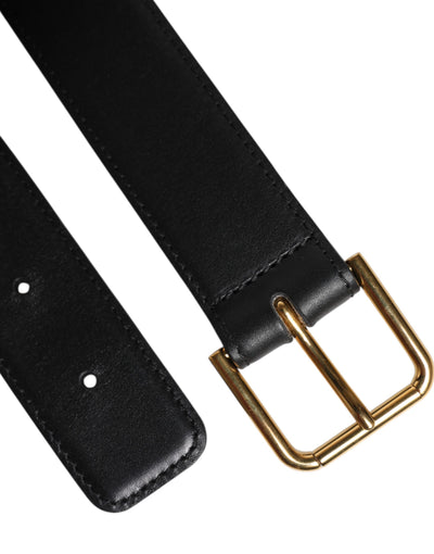Dolce & Gabbana Schwarzer Leder Metallschnalle Klassischer Gürtel
