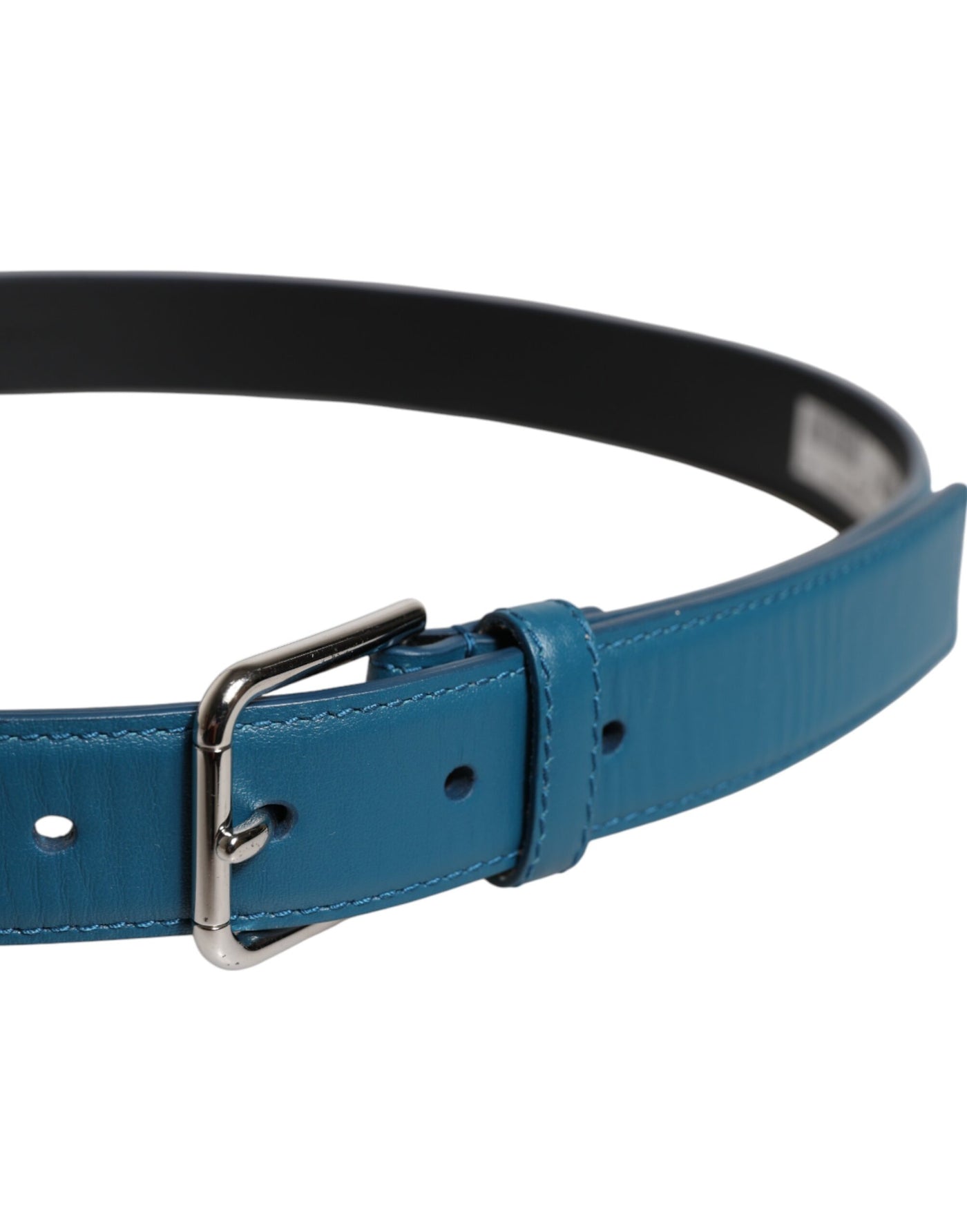 Dolce & Gabbana Blau Beige Leder gewebt Metallschnalle Gürtel