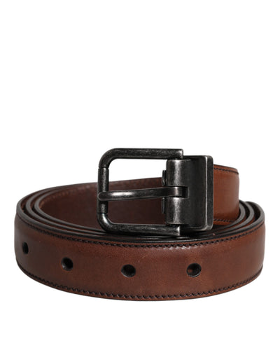 Dolce & Gabbana Brauner Leder Metallschnalle Klassischer Gürtel