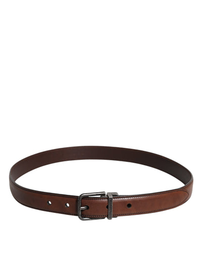 Dolce & Gabbana Brauner Leder Metallschnalle Klassischer Gürtel