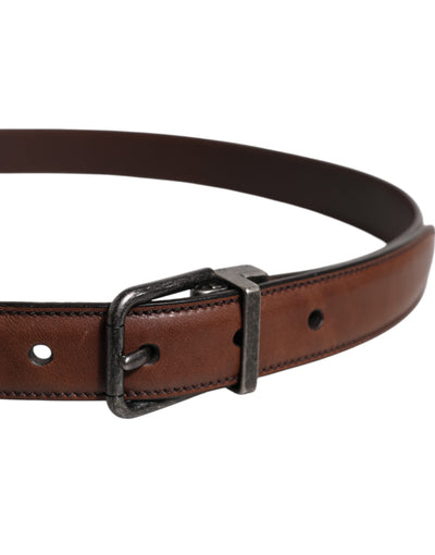 Dolce & Gabbana Brauner Leder Metallschnalle Klassischer Gürtel