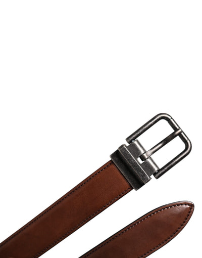 Dolce & Gabbana Brauner Leder Metallschnalle Klassischer Gürtel