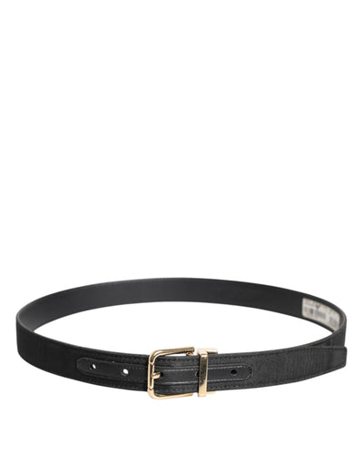 Dolce & Gabbana Schwarz Klassisch Gold Metall Logo Schnalle Gürtel