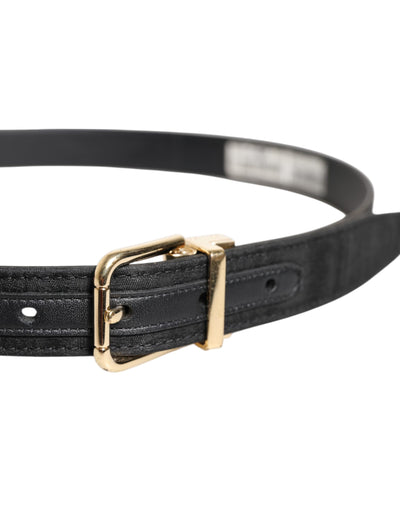 Dolce & Gabbana Schwarz Klassisch Gold Metall Logo Schnalle Gürtel