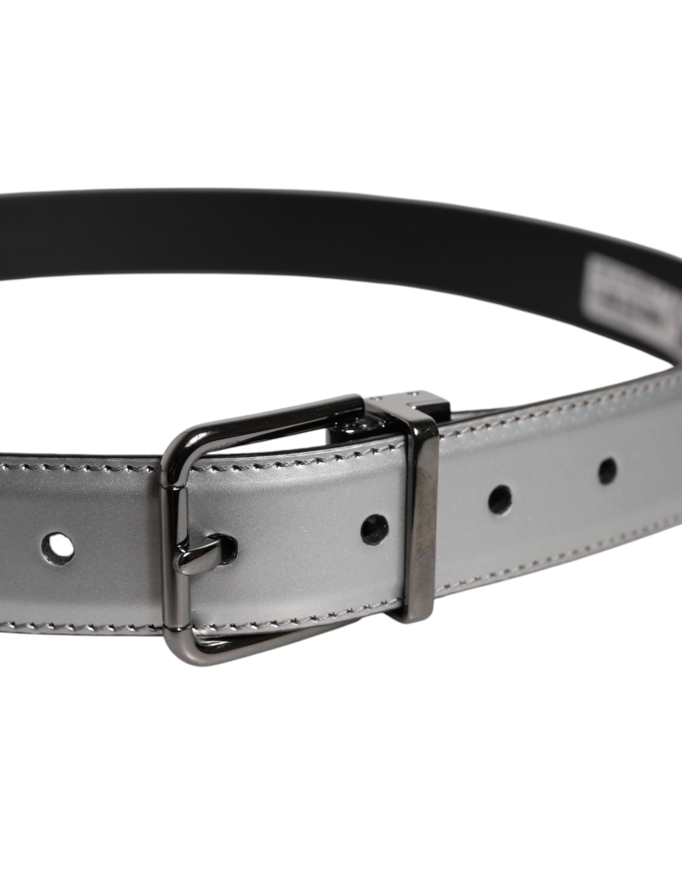 Dolce & Gabbana Silberner Leder Gürtel mit klassischer Metall-Logo-Schnalle