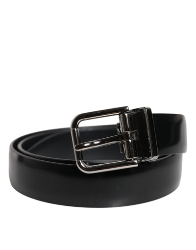 Dolce & Gabbana Schwarzes Vollleder Klassischer Gürtel mit Schnalle