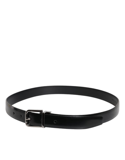 Dolce & Gabbana Schwarzes Vollleder Klassischer Gürtel mit Schnalle