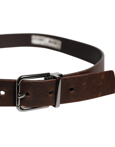 Dolce & Gabbana Brauner Ledergürtel mit klassischer Metall-Logo-Schnalle
