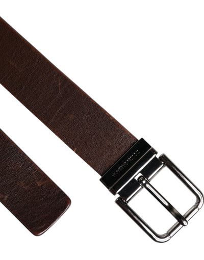 Dolce & Gabbana Brauner Ledergürtel mit klassischer Metall-Logo-Schnalle