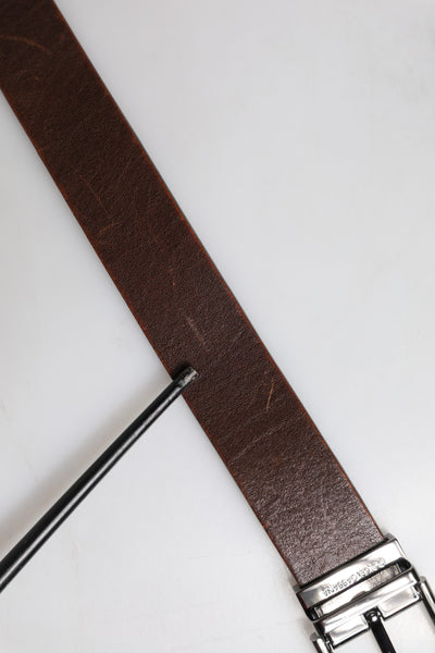 Dolce & Gabbana Brauner Ledergürtel mit klassischer Metall-Logo-Schnalle