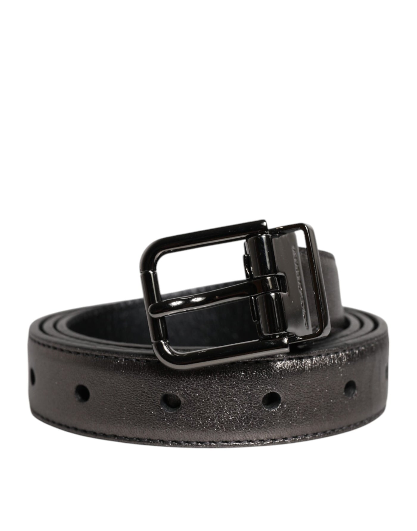 Dolce & Gabbana Schwarzer Leder-Gürtel mit klassischer Metall-Logo-Schnalle