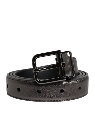 Dolce & Gabbana Schwarzer Leder-Gürtel mit klassischer Metall-Logo-Schnalle