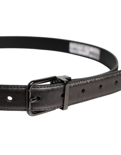 Dolce & Gabbana Schwarzer Leder-Gürtel mit klassischer Metall-Logo-Schnalle