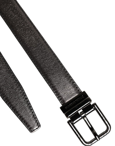 Dolce & Gabbana Schwarzer Leder-Gürtel mit klassischer Metall-Logo-Schnalle