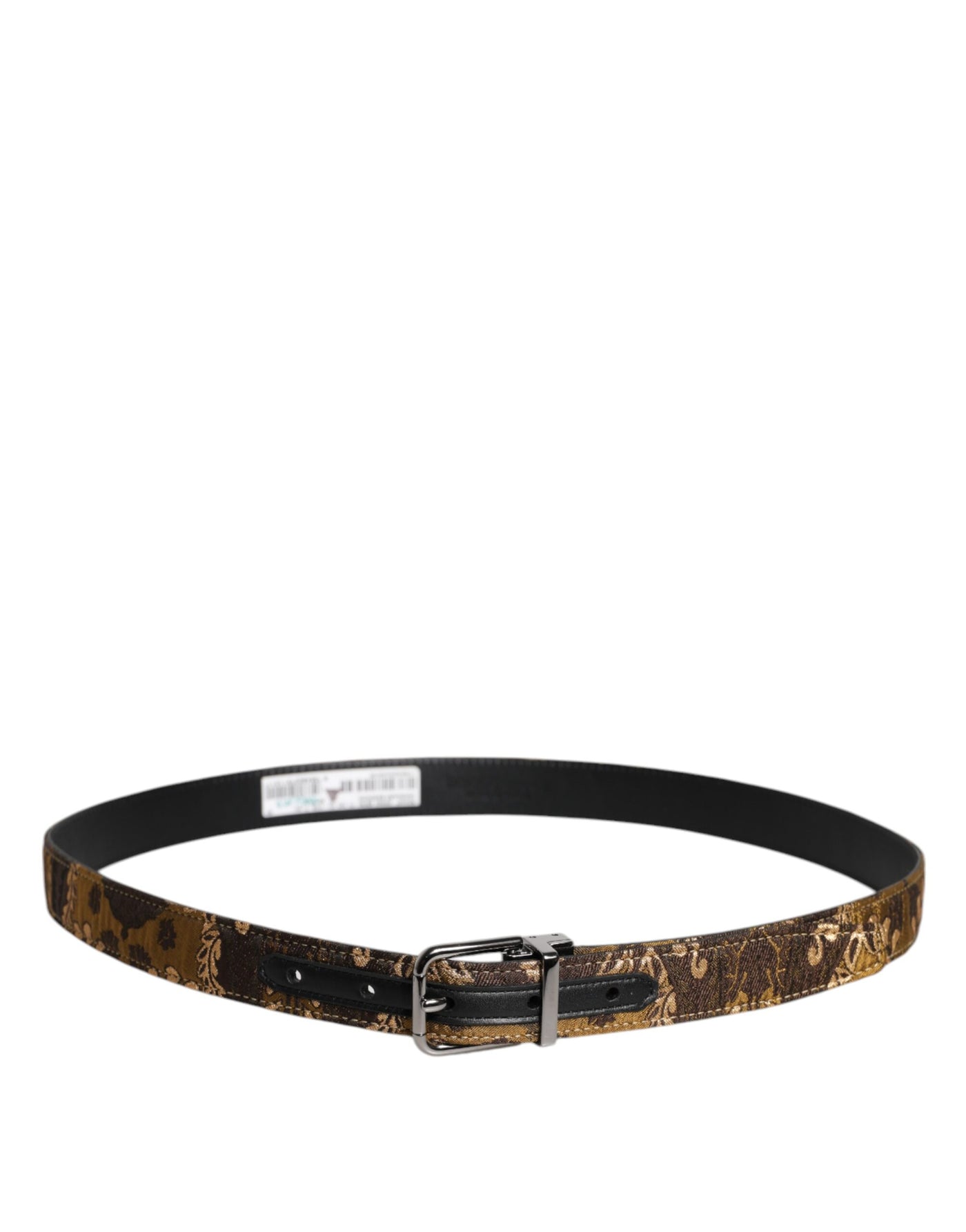Dolce & Gabbana Multicolor Jacquard Leder Logo Schnalle Gürtel