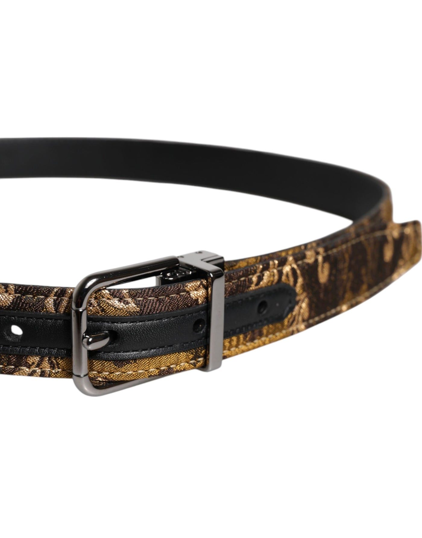 Dolce & Gabbana Multicolor Jacquard Leder Logo Schnalle Gürtel