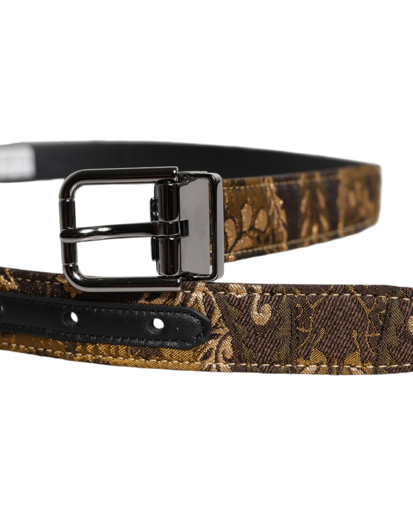 Dolce & Gabbana Multicolor Jacquard Leder Logo Schnalle Gürtel