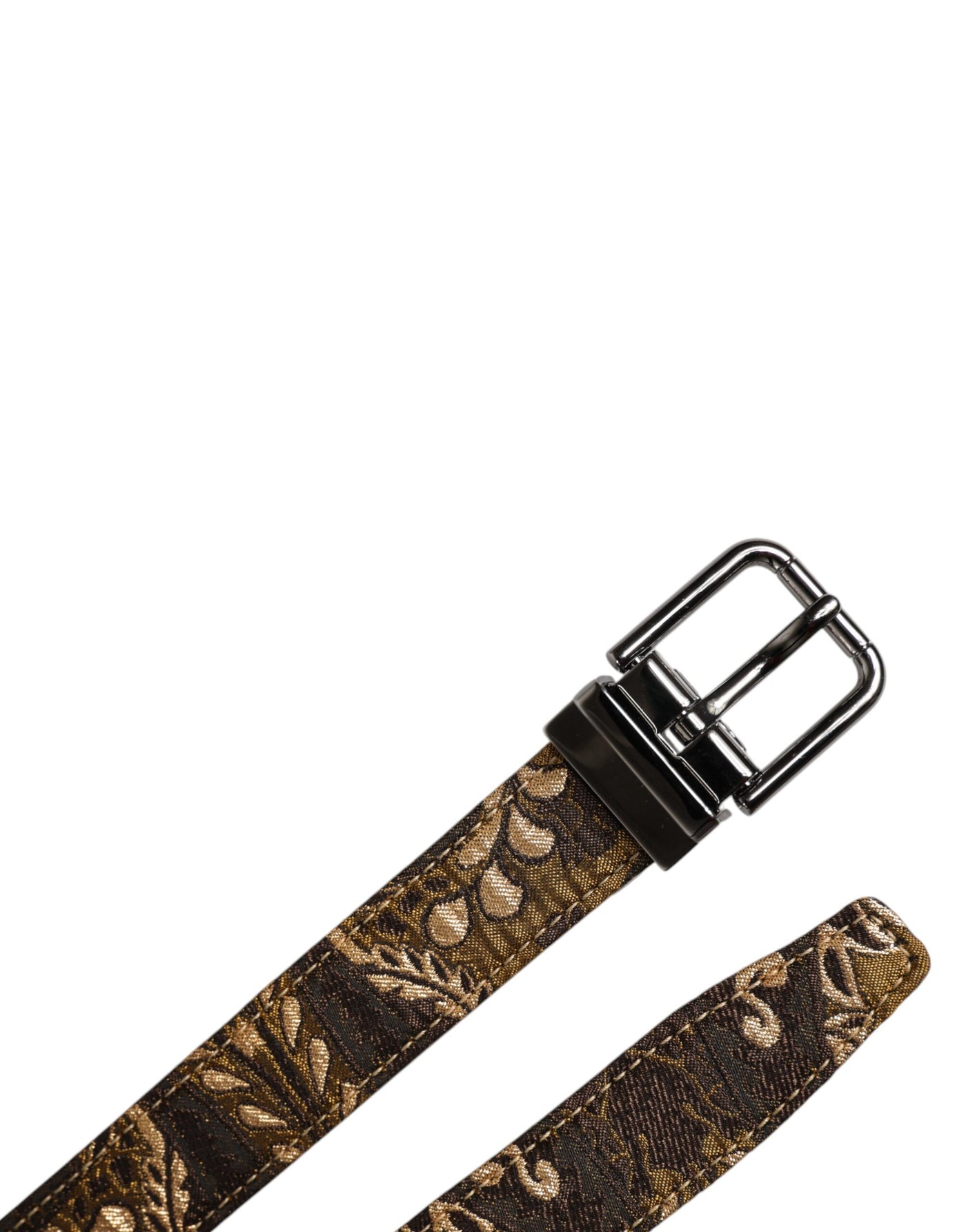 Dolce & Gabbana Multicolor Jacquard Leder Logo Schnalle Gürtel