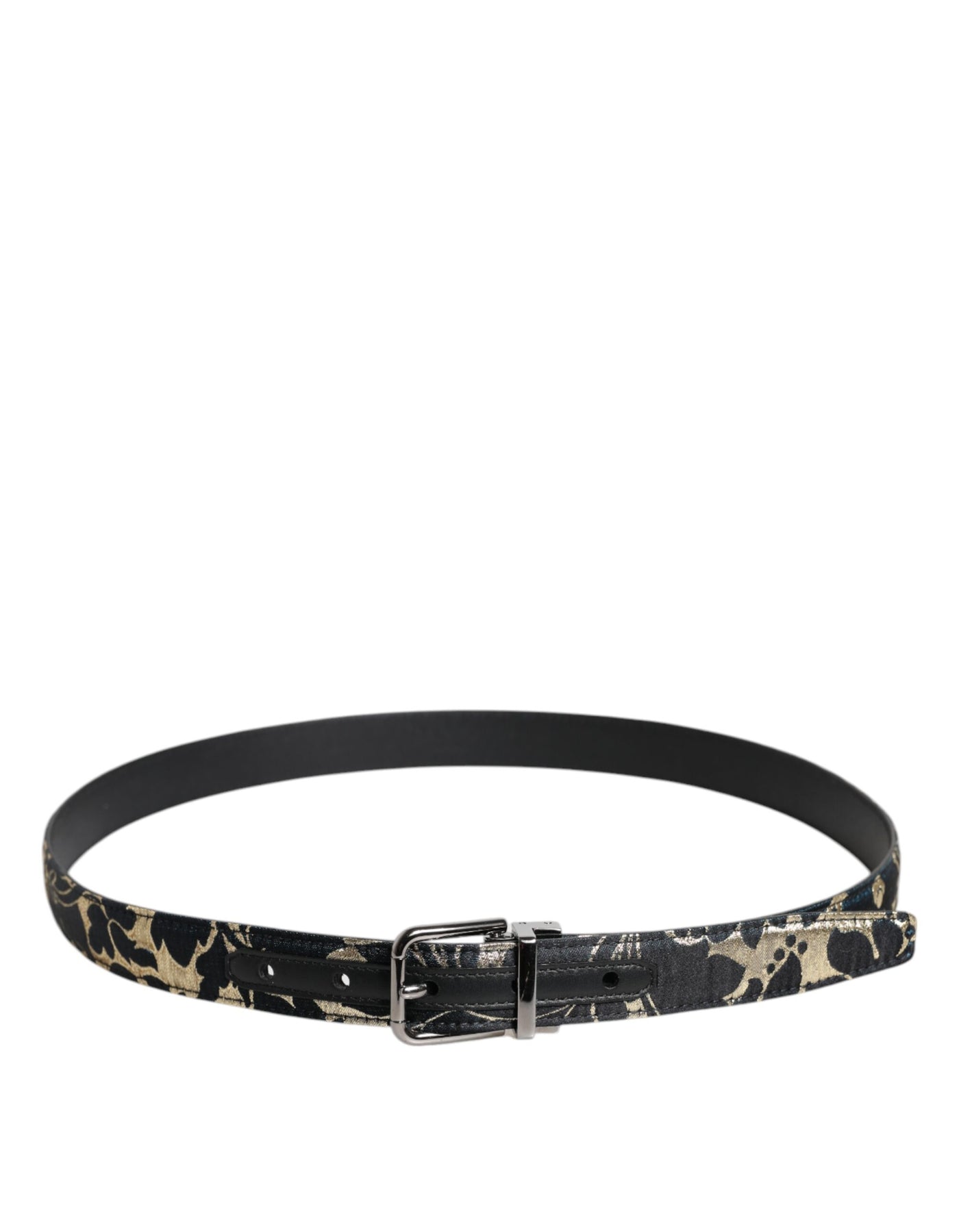 Dolce & Gabbana Multicolor Jacquard Leder Logo Schnalle Gürtel