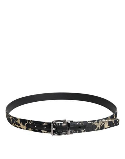 Dolce & Gabbana Multicolor Jacquard Leder Logo Schnalle Gürtel