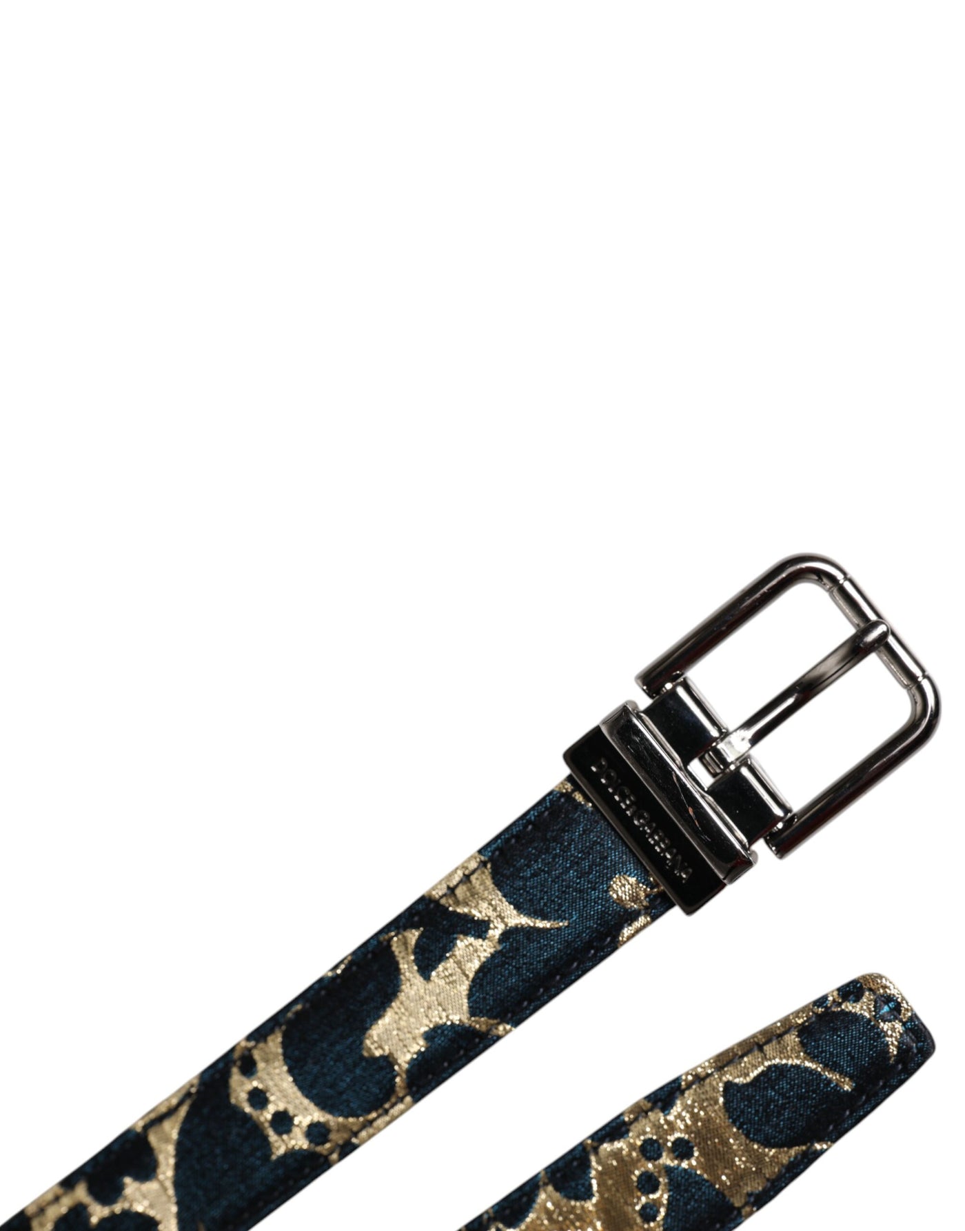 Dolce & Gabbana Multicolor Jacquard Leder Logo Schnalle Gürtel