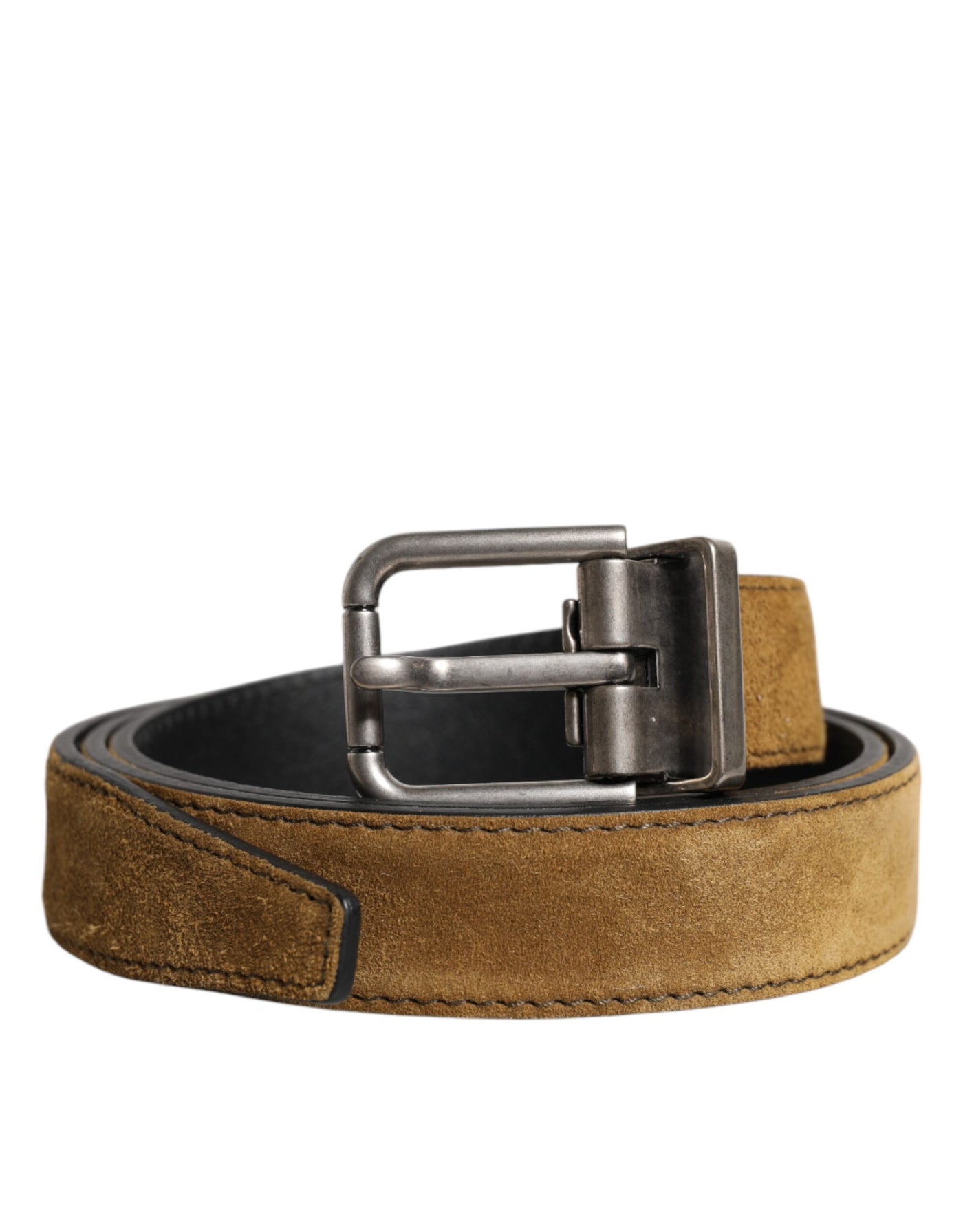 Dolce & Gabbana Brauner Samtledergürtel mit Logoschnalle